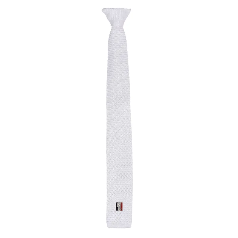 Kingsland Classic Men's Tie with Clip - White
